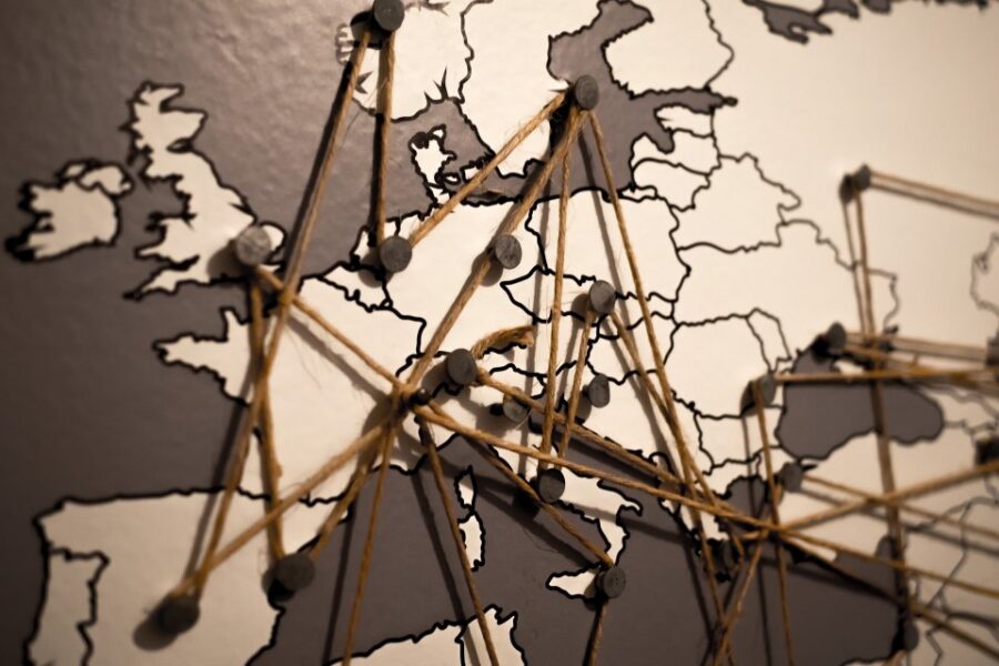 Karta Europe s označenim odredištima